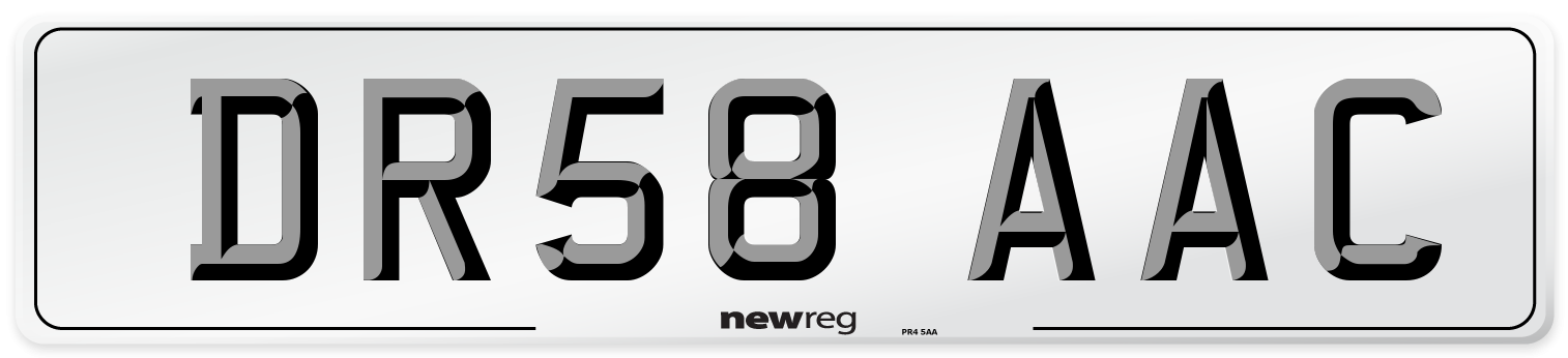 DR58 AAC Number Plate from New Reg